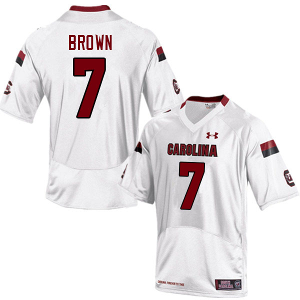 Men #7 Ahmarean Brown South Carolina Gamecocks College Football Jerseys Sale-White